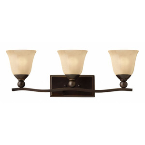 H5893OB Bolla 3 Bulb Bathroom Lighting - Olde Bronze / Amber Seedy