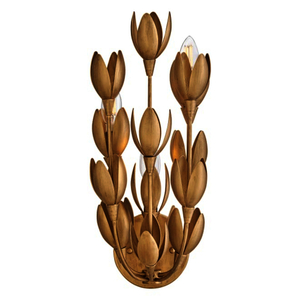 H30010BNG Flora Multi Bulb Wall Sconce - Burnished Gold