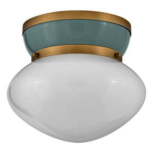 H83601LCBSF Lucy Flush Mount Ceiling Light - Lacquered Brass / Seafoam H83601LCBSF Lucy Flush Mount Ceiling Light - Lacquered Brass / Seafoam