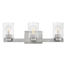 Hinkley H5053BNCL Brushed Nickel / Clear 3 Bulb Bathroom Light