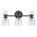 Hinkley H51273BK Black 3 Bulb Bathroom Light