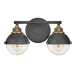 Hinkley H5172BK Black 2 Bulb Bathroom Light