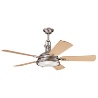  Hatteras Bay Large Fan (52'' to 59'') Ceiling Fan - Brushed Stainless Steel / Light Oak