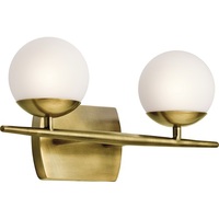  Jasper 2 Bulb Bathroom Lighting - Natural Brass