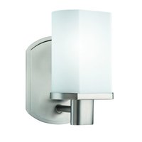  Beveled Box 1 Bulb Wall Sconce - Brushed Nickel