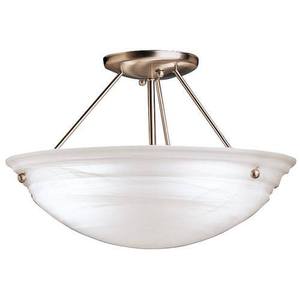 KK3122NIA Cove Molding Top Glass Semi Flush Mount Ceiling Light - Brushed Nickel / Alabaster