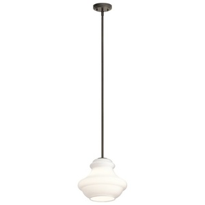 KK42044OZWH Everly Down Light Pendant Light - Olde Bronze/White