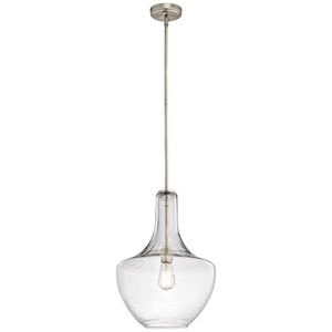 KK42046NICS Everly Entrance / Foyer Pendant Light - Brushed Nickel-Clear Seeded