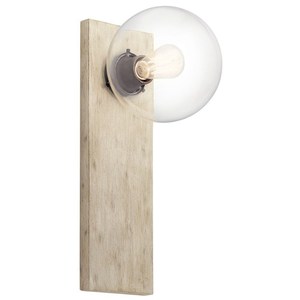 KK44298WWW Marquee 1 Bulb Wall Sconce - White Washed Wood