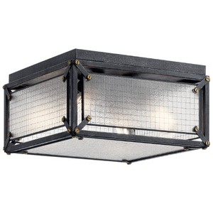 KK44336DBK Steel Flush Mount Ceiling Light - Distressed Black