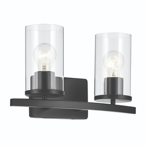 KK45496BKCLR Crosby 2 Bulb Bathroom Lighting - Black