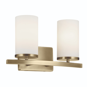 KK45496NBR Crosby 2 Bulb Bathroom Lighting - Natural Brass