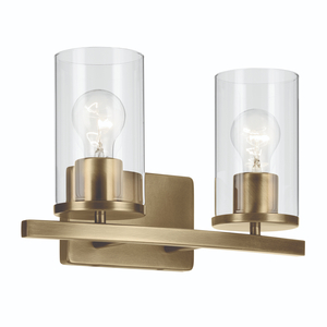 KK45496NBRCLR Crosby 2 Bulb Bathroom Lighting - Natural Brass