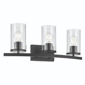 KK45497BKCLR Crosby 3 Bulb Bathroom Lighting - Black