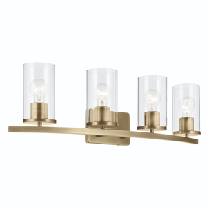 KK45498NBRCLR Crosby 4 or More Bulb Bathroom Lighting - Natural Brass