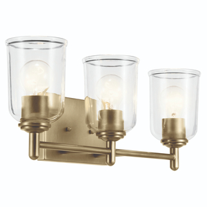 KK45574NBRCLR Shailene 3 Bulb Bathroom Lighting - Natural Brass