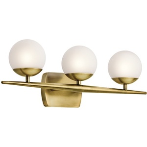 KK45582NBR Jasper 3 Bulb Bathroom Lighting - Natural Brass