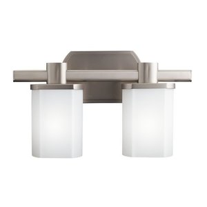 KK5052NI Beveled Box 2 Bulb Bathroom Lighting - Brushed Nickel