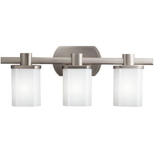 KK5053NI Beveled Box 3 Bulb Bathroom Lighting - Brushed Nickel