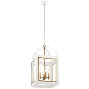 KK52029WHNBR Vath Entrance / Foyer Pendant Light - White / Natural Brass