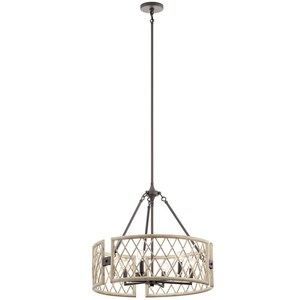 KK52077WWW Oana Drum Pendant Pendant Light - White Washed Wood