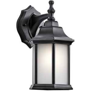 KK9776BKS Chesapeake Entrance Outdoor Wall Light - Black / Satin Etched