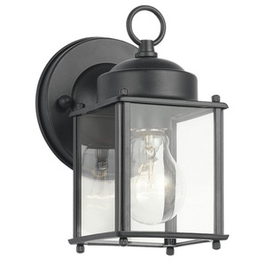 KK9611BK New Street Entrance Outdoor Wall Light - Black / Clear