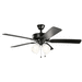 Kichler KK330016SBK Satin Black Large Room Fan (52'' to 59'')