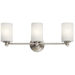 Kichler KK45923NIL18 Brushed Nickel 3 Bulb Bathroom Light