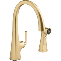  Graze Single Handle Kitchen Faucet - Vibrant Brushed Moderne Brass