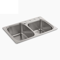  Verse Stainless Steel Dual Mount Double Bowl Kitchen Sink - Stainless Steel
