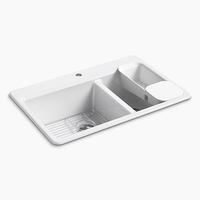  Riverby White/Color Double Bowl Kitchen Sink - White