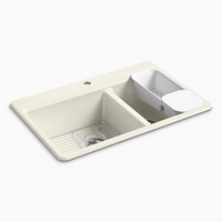  Riverby White/Color Double Bowl Kitchen Sink - Biscuit