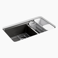  Riverby White/Color Undermount - Double Bowl Kitchen Sink - Black