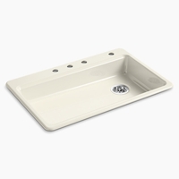  Riverby White/Color Single Bowl Kitchen Sink - Biscuit