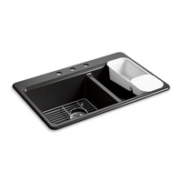 Riverby White/Color Double Bowl - Cast Iron Kitchen Sink - Black Black