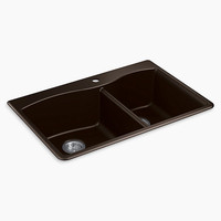  Kennon White/Color Dual Mount Double Bowl Kitchen Sink - Matte Brown