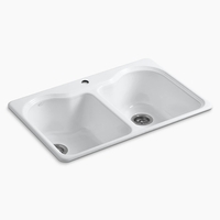  Hartland White/Color Double Bowl Kitchen Sink - White