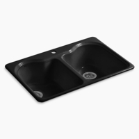  Hartland White/Color Double Bowl Kitchen Sink - Black