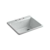  Riverby White/Color Single Bowl Kitchen Sink - Ice Grey