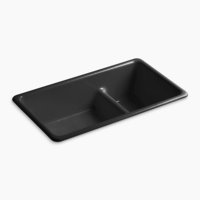  Iron/Tones White/Color Dual Mount Double Bowl Kitchen Sink - Black