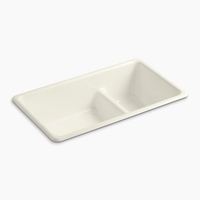  Iron/Tones White/Color Dual Mount Double Bowl Kitchen Sink - Biscuit
