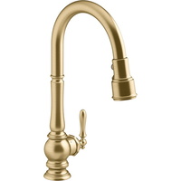  Artifacts Pull-Out Spray Kitchen Faucet - Vibrant Brushed Moderne Brass
