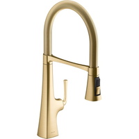  Graze Pull-Out Spray Kitchen Faucet - Vibrant Brushed Moderne Brass