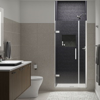  Composed Shower Door - Fixed Shower Door - Bright Polished Silver