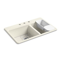  Riverby White/Color Double Bowl - Cast Iron Kitchen Sink - Biscuit