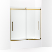  Levity Plus Shower Door - Sliding Shower Door - Vibrant Brushed Moderne Brass