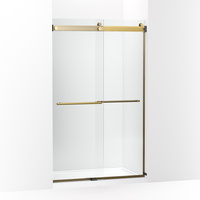  Levity Plus Shower Door - Sliding Shower Door - Vibrant Brushed Moderne Brass