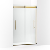  Levity Plus Shower Door - Sliding Shower Door - Vibrant Brushed Moderne Brass