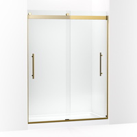  Levity Plus Shower Door - Sliding Shower Door - Vibrant Brushed Moderne Brass
